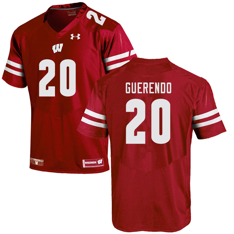 Wisconsin Badgers Men's #20 Isaac Guerendo NCAA Under Armour Authentic Red College Stitched Football Jersey WB40M83UL